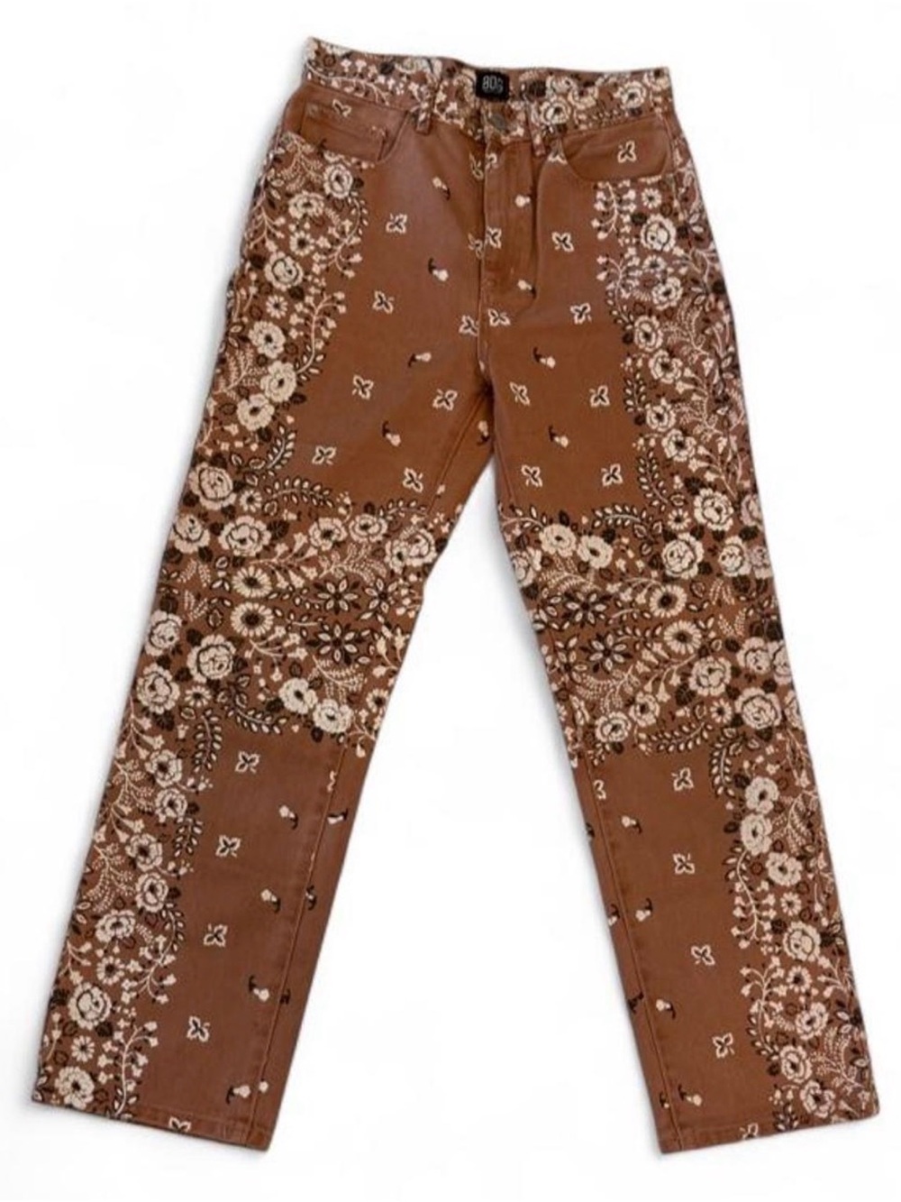 BDG Cowboy Jean Brown Floral Bandana Print